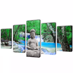 Canvas Wall Print Set Buddha 200 x 100 cm