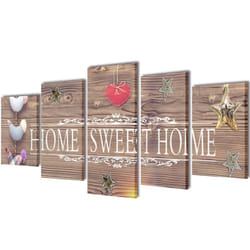 vidaXL Canvas Wall Print Set Home Artwork 200x100cm/100X50cm Multi Models - home sweet home, 200 x 100 cm