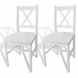 vidaXL 2x Dining Chairs Wood White Home Kitchen Living Room Furniture Seat
