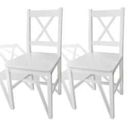 vidaXL 2x Dining Chairs Wood White Home Kitchen Living Room Furniture Seat