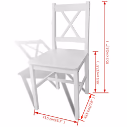 vidaXL 2x Dining Chairs Wood White Home Kitchen Living Room Furniture Seat - Additional view 4