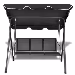vidaXL Garden Swing Bench with Canopy Black Outdoor Porch Seat Hammock Daybed