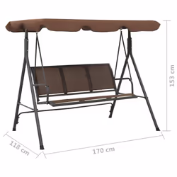 vidaXL Garden Swing Bench with Canopy Coffee Outdoor Porch Seat Hammock Daybed