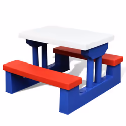 vidaXL Kids' Picnic Table with Benches and Parasol Sand Table Multicolour