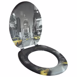 vidaXL Toilet Seat with MDF Lid New York Design Bathroom Furniture Accessory
