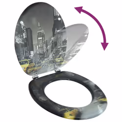 vidaXL Toilet Seat with MDF Lid New York Design Bathroom Furniture Accessory - Additional view 6