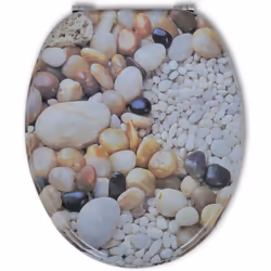 vidaXL Toilet Seat with MDF Lid Pebbles Design Bathroom Furniture Accessory - Additional view 2