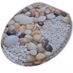 vidaXL Toilet Seat with MDF Lid Pebbles Design Bathroom Furniture Accessory - Additional view 3