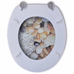 vidaXL Toilet Seat with MDF Lid Pebbles Design Bathroom Furniture Accessory - Additional view 7