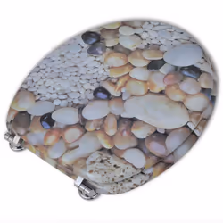 vidaXL Toilet Seat with MDF Lid Pebbles Design Bathroom Furniture Accessory - Additional view 8
