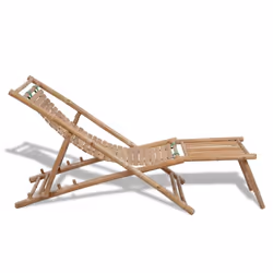 Bamboo Deck Chair with Footrest Furniture Patio Garden Beach Yard Outdoor