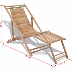 Bamboo Deck Chair with Footrest Furniture Patio Garden Beach Yard Outdoor - Additional view 6