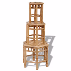 vidaXL 3x Garden Stools Bamboo Patio Beach Pool Bistro Outdoor Seat Furniture