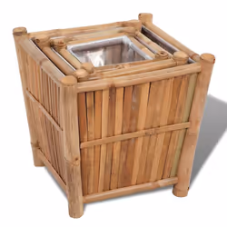 vidaXL 3x Raised Bed with Nylon Lining Bamboo Outdoor Garden Raised Bed Pots - Additional view 2