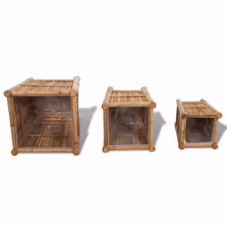 vidaXL 3x Raised Bed with Nylon Lining Bamboo Outdoor Garden Raised Bed Pots - Additional view 4