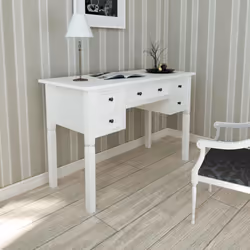 VidaXL 5-Drawer Writing Desk - White | Home Workstation - Additional view 4
