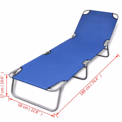 Foldable Sun Lounger with Adjustable Backrest Blue - Additional view 5