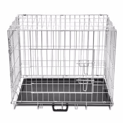vidaXL Foldable Dog Kennel M Metal Puppy House Carrier Crate Enclosure Playpen