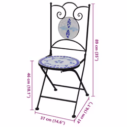 VidaXL 41531 outdoor chair Terrace Ceramic, Iron Blue, White - Additional view 7