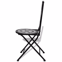 vidaXL 2x Mosaic Bistro Chairs Black and White Outdoor Garden Furniture Seat - Additional view 4