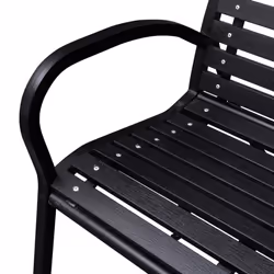 vidaXL Garden Bench 125cm Steel and WPC Black Outdoor Patio Park Seat Chair