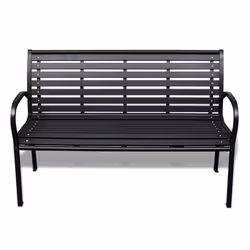 vidaXL Garden Bench 125cm Steel and WPC Black Outdoor Patio Park Seat Chair - Additional view 4