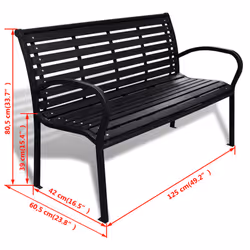 vidaXL Garden Bench 125cm Steel and WPC Black Outdoor Patio Park Seat Chair - Additional view 6