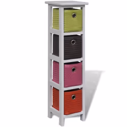 vidaXL Storage Rack with Multi-colour Baskets Paulownia Wood Drawer Shelving
