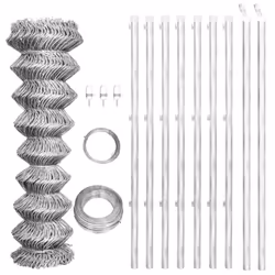 vidaXL Galvanised Chain Link Fence 15x1m with Posts Garden Fencing Barrier