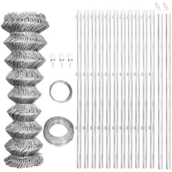 vidaXL Galvanised Chain Link Fence 25x0.8m with Posts Garden Fencing Barrier