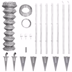 vidaXL Galvanised Chain Link Fence with Anchor Spike for Post 15x0.8m Barrier
