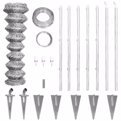 vidaXL Galvanised Chain-Link Fence with Anchor Spike for Post 15x1m Barrier