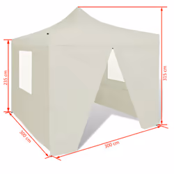 vidaXL Foldable Tent 3x3m with 4 Walls Cream Outdoor Marquee Gazebo Pavilion - Additional view 9