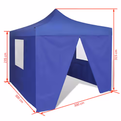 vidaXL Foldable Tent 3x3m with 4 Walls Blue Outdoor Marquee Gazebo Pavilion