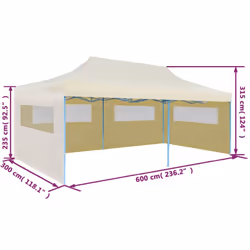 vidaXL Foldable Pop-up Party Tent 3x6m Cream Outdoor Gazebo Marquee Pavilion - Additional view 10