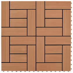 vidaXL 11x WPC Decking Tiles Brown 30x30cm 1m² Patio Bathroom Flooring Carpet