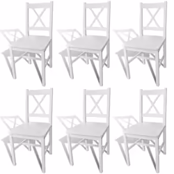 vidaXL 6x Dining Chairs Wood White Home Kitchen Living Room Furniture Seat