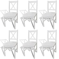 vidaXL 6x Dining Chairs Wood White Home Kitchen Living Room Furniture Seat