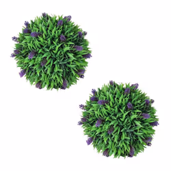 vidaXL 2x Artificial Boxwood Ball with Lavender 30 cm Fake Plant Floral Decor