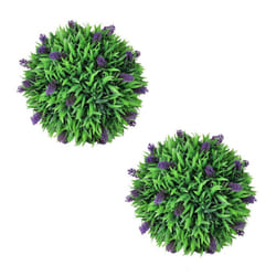 vidaXL 2x Artificial Boxwood Ball with Lavender 30 cm Fake Plant Floral Decor