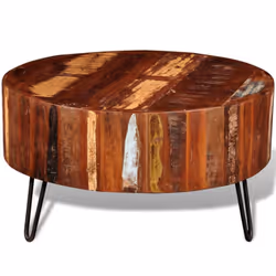 Reclaimed Solid Wood Small Round Living Coffee/Lamp/Side Tables Stands Desks - Additional view 4