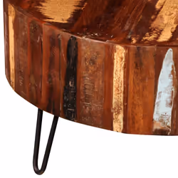 Reclaimed Solid Wood Small Round Living Coffee/Lamp/Side Tables Stands Desks - Additional view 5
