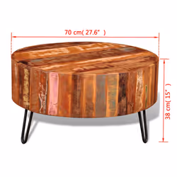 Reclaimed Solid Wood Small Round Living Coffee/Lamp/Side Tables Stands Desks - Additional view 7