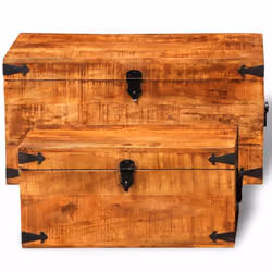 Rough Mango Wood Storage Chests Set of 2 Boxes Cases Trunks for Toy/Craft/Tool - Additional view 6