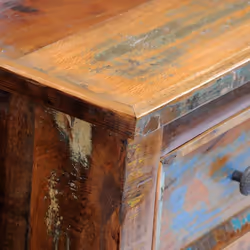 Reclaimed Solid Wood Bedside Cabinet with 2 Drawers Vintage Rustic Antique - Additional view 8