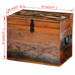 vidaXL Storage Box Solid Reclaimed Wood Entryway Trunk Ottomans Chest Stool - Additional view 6