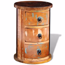 Reclaimed Solid Wood Round Cabinet with 3 Drawers Vintage Rustic Antique - Additional view 10