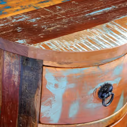 Reclaimed Solid Wood Round Cabinet with 3 Drawers Vintage Rustic Antique - Additional view 5