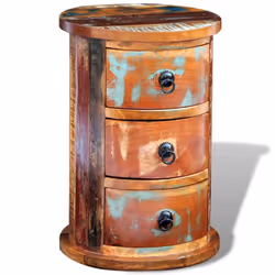 Reclaimed Solid Wood Round Cabinet with 3 Drawers Vintage Rustic Antique - Additional view 7
