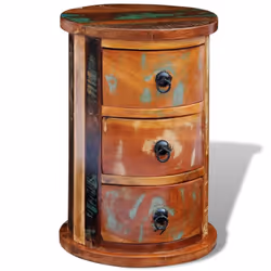 Reclaimed Solid Wood Round Cabinet with 3 Drawers Vintage Rustic Antique - Additional view 8